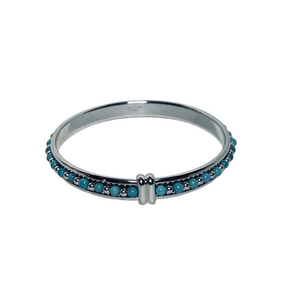 Bronze Jewelry - Bronze Milor Italy Silver Tone And Faux Turquois Bracelet (6210)